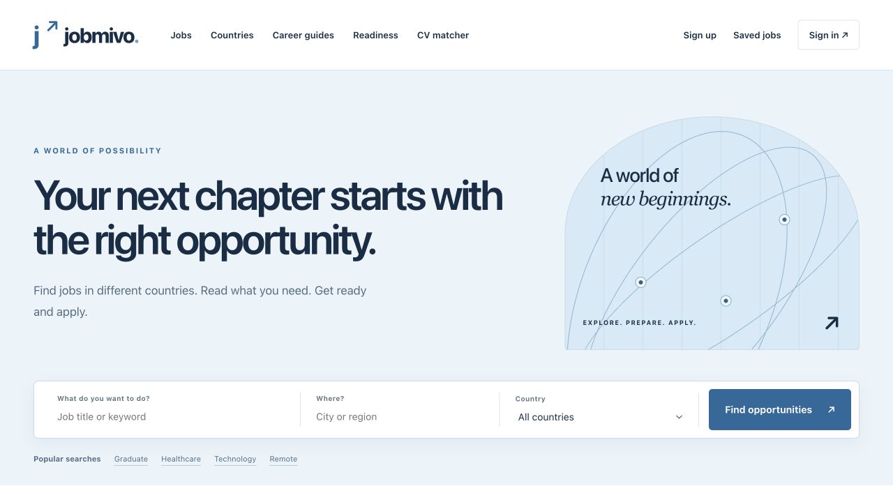 Jobmivo website homepage